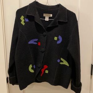 Canvasbacks Ladies Vintage Jacket.  Wool.  Size Large. ‎ 3 Buttons.  Black.